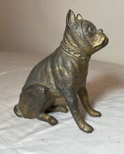 antique 1920's cast iron figural bulldog dog gold gilded still coin penny bank picture