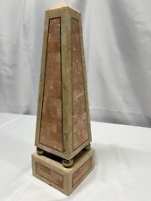 Maitland-Smith Large Tessellate Stone & Brass Inlaid Obelisk Sculpture 16