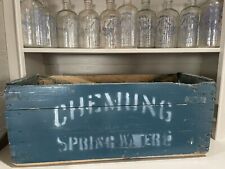 Antique Chemung Spring Water Bottles & Wooden Crate With 10 Bottles Advertising picture