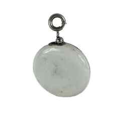 Vintage White Glass Tag Badge Retractable Pull picture