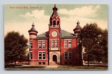 Grant School Building Zanesville Ohio Street View Campus Vintage UNP Postcard picture