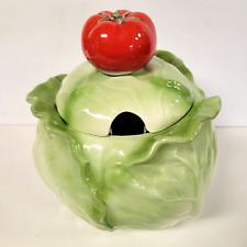VTG METLOX Cabbage Head Soup Tureen With Tomato Lid Poppytrail Pottery picture
