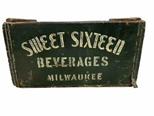 Antique Primitive Sweet Sixteen Beverages Old Green Paint Soda Wood Crate Box picture