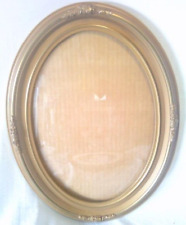 Antique Oval Convex Glass Wood Picture Frame With Floral Gold Gesso 15