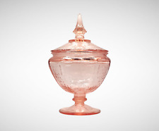 PINK DEPRESSION STYLE GLASS PRINCESS COVERED CANDY DISH, Vintage, Bowl, Vase picture