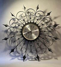 Welby Mid Century Modern Wrought Iron Metal Vintage Starburst Clock (Untested) picture