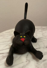 Vintage Black Cat Whimsical Kitty doing downward dog Figurine France picture