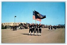c1950's Recruit Brigade Review US Naval Training San Diego California Postcard picture