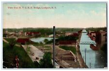 1911 View From N. Y. C. R. R. Bridge Lockport New York NY Antique Postcard picture