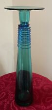 Empoli Style Italian Glass Decanter Bottle 13” Peacock Ombre Colors No Stopper picture