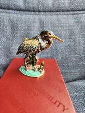 Nobility Enamel Blue Heron Bird Animal Jeweled Hinged Trinket Box 3.25