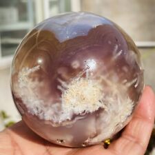 597g Large Chalcedony Quartz Banded Agate Crystal Sphere Palm Stone picture