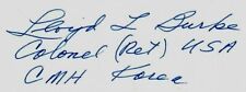 “Medal of Honor” Lloyd L. Burke Signed 3X5 Card JG Autographs COA picture
