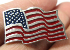 vintage EIC numbered USA patriotic waving American flag metal lapel pin picture