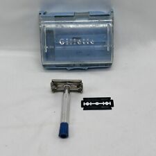 VTG 1956 Gillette B-2 Blue Flare Tip Super Speed TTO Safety Razor w/ Case RARE picture