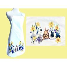 Vintage Easter apron, bunny rabbit apron, spring flowers apron, Valerie Pfeiffer picture