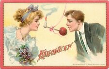 Tuck Halloween Postcard 174 Candle &Apple on Stick Between Man & Woman, Brundage picture