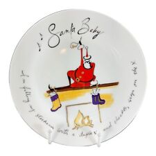 Pottery Barn Christmas Plate Dish SANTA BABY Ceramic Japan Santa With Gifts VTG picture