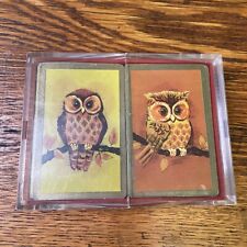 Vtg Remembrance Playing Cards 2 Decks Owl Back Complete Macrame Look MCM picture