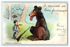 1906 Hunting Black Bear Rifle Rayville Haines Falls NY Moore & Gibson Postcard picture