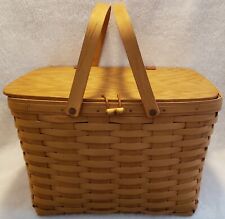 Longaberger Picnic Basket Signed SMO 2000 Swing Handles Riser Protector Large picture