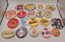 Vtg Lot 19 PIN BACK BUTTONs Collectible Pinback Hart's Att Ziggy Tombstone Pizza picture