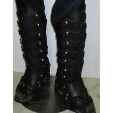 Larp Leather Leg Armor Gothic Greaves Half Chaps Gaiter Medieval Viking Knight  picture