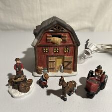 IGA Luminary Barn With Little Figures-Horse, Farmer On Tractor, Old Man, Worker￼ picture