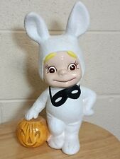 Atlantic Mold Ceramic Hand Painted Smiling Boy in Bunny Suit Pumpkin - Vintage picture