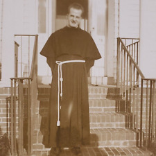 Franciscan Friar Brother Johnstown PA Photo 1940s Vintage Original Snapshot F403 picture