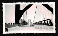 1939 AMBASSADOR BRIDGE FAMILY STANDIN IN ROADWAY OLD/VINTAGE PHOTO SNAPSHOT-A566 picture