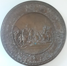 1886 Antique Henry Bonnard Bronze Co. Plate Plaque Village / Battle / Army Scene picture