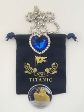 Titanic White Star Line Heart of the Ocean Necklace and Coin Titanic Memorabilia picture