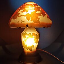 VTG Hand Painted Glass Floral Table Lamp Dale Tiffany Double Bulb Raised Roses picture