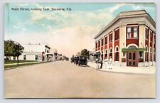 c1907 Main Street Looking East Bank Realty Vintage Sarasota Florida FL Postcard picture