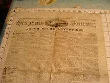 vintage paper: MARCH 4, 1864 HINGHAM JOURNAL SOUTH SHORE ADVERTISER  picture