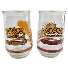 Rare Vtg Pokemon Nintendo Meowth 52 & Pikachu 25 Welch's Jelly Drinking Glass  picture