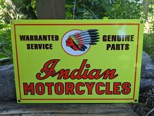 VINTAGE INDIAN MOTORCYCLE SERVICE-PARTS PORCELAIN DEALERSHIP SIGN 12