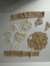 Lot of Hand Crocheted Round Doily Doillies and ribbon picture