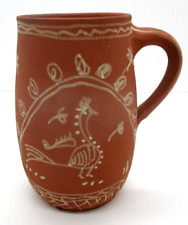 Vintage Handpainted Terra Cotta Mug Cup picture
