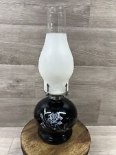 Vintage Kaadan Black Oil Lamp W/White Rose 14.5” Beautiful Shipped Next Day picture