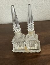 Vintage Irice Clear Twin Perfume Bottles With Stopper/Dabber On Display Tray picture