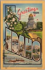 Vintage IDAHO Large Letter Postcard Boise State Capitol / Curteich Linen / 1954 picture