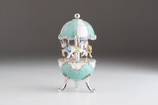 Keren Kopal Blue Carousel Egg with Royal Horses Decorated with Austrian Crystals picture