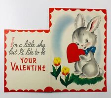 Vintage Folding Valentine Card Bunny picture
