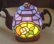 Vintage Tiffany Style Floral Stained Glass Tea Pot Table Lamp By Cheyenne Decor picture