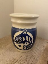 Art Pottery Native Chinook Salmon Cup Vase Stoneware Northwest Cup picture