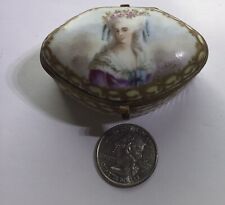Circa 1900 French Limoges Victorian Lady Patch/Pill/Trinket Box Estate - Signed picture