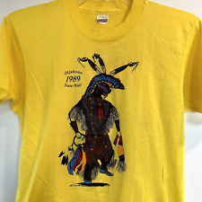 1989 Oklahoma State Fair Yellow T Shirt Single Stitch M Native American Graphic picture