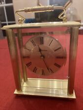 Loricron Brass Clock With Beveled Glass Footed “German Mov’t” picture